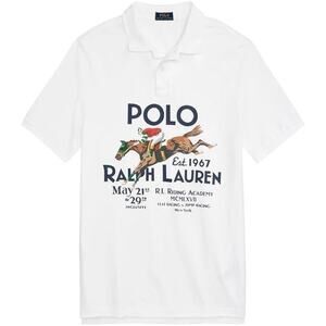 Polo Ralph Lauren Classic Fit Pennant Mesh Polo Shirt Equestrian White Large Men